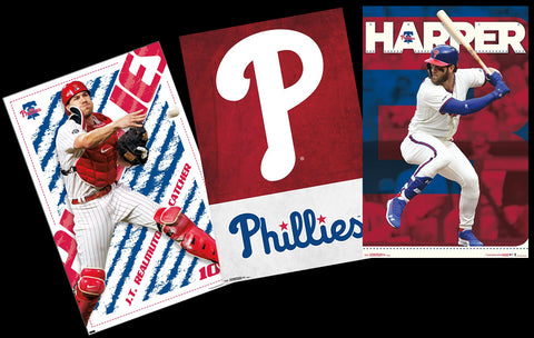 COMBO: Philadelphia Phillies 3-Poster Combo Set (JT Realmuto, Bryce Harper, Logo Poster)