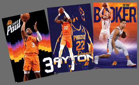 COMBO: Phoenix Suns NBA Basketball Action 3-Poster Combo Special (Booker, Ayton, Paul)