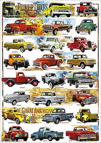 Great American Pickup Trucks 1931-1980 (24 Classic Vehicles) Automotive History Poster - Eurographics Inc.