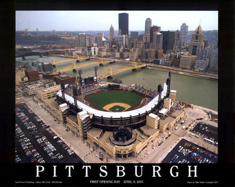 Pittsburgh Pirates PNC Park Opening Day Premium Poster Print - Aerial Views 2001