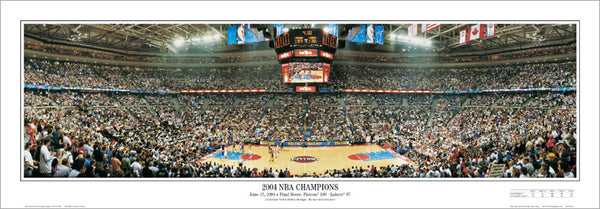 Detroit Pistons 2004 NBA Champions Finals Game Night Panoramic Poster Print - Everlasting Images