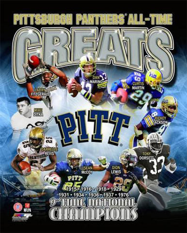 Pitt Panthers All-Time Greats (9 Legends, 9 Championships) Premium Poster Print - Photofile Inc.