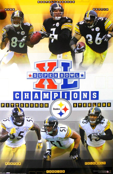 Pittsburgh Steelers Super Bowl XL (2006) Champions 6-Player Commemorative Poster - Costacos Sports