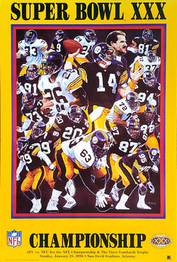 Pittsburgh Steelers "Super Season XXX" AFC Champions NFL Football Poster - Action Images 1996