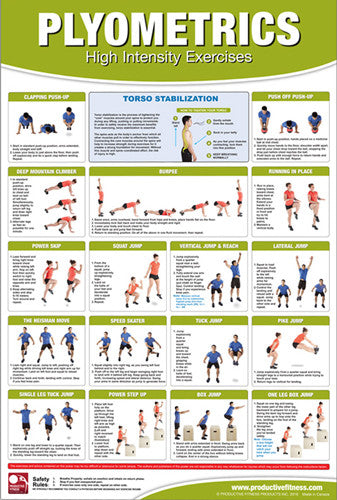 Plyometrics High-Intensity Exercises Professional Fitness Wall Chart Poster - Productive Fitness