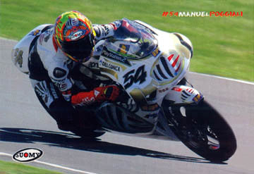 Manuel Poggiali "MotoGP Action" Aprilia Motorcycle Racing Poster - Suomy (Italy)