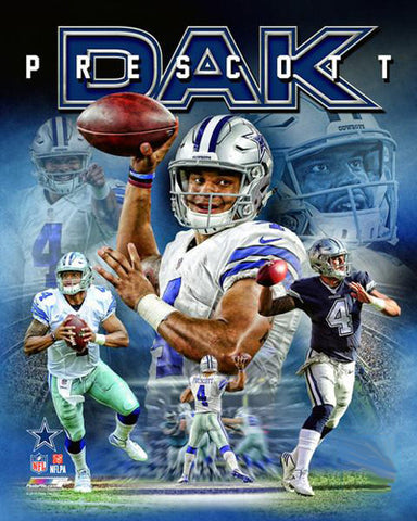 Dak Prescott "Power Profile" Dallas Cowboys Premium NFL Poster Print - Photofile 16x20