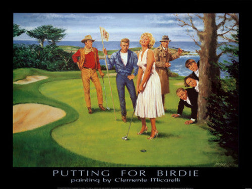 Golfing Hollywood Legends "Putting for Birdie" Premium Poster Print by Clemente Micarelli