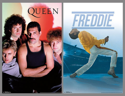 COMBO: Queen (Freddie Mercury, Brian May, John Deacon, Robert Taylor) Classic 1980s Rock Band Music Posters
