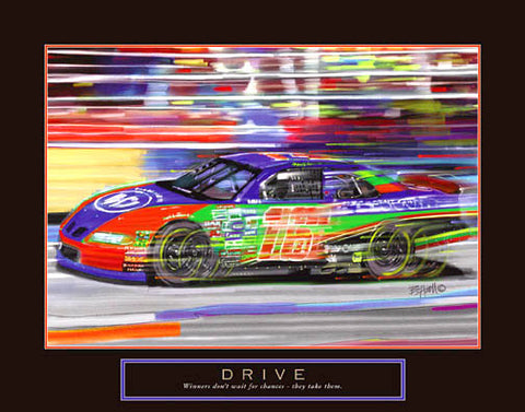Stock Car Racing "Drive" Motivational Poster - Front Line