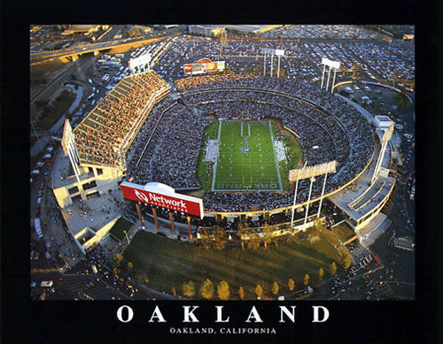 Oakland Raiders O.co Stadium NFL Football Game Night Poster Print - Aerial Views 2003