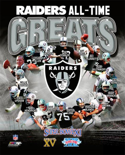 Oakland Radiers "All-Time Greats" (16 Legends, 3 Super Bowls) Premium Poster Print - Photofile Inc.