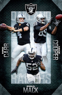 Oakland Raiders "Superstar Trio" (Derek Carr, Amari Cooper, Khalil Mack) Poster - Trends 2016
