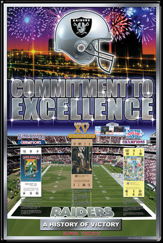 Oakland Los Angeles Las Vegas Raiders "History of Victory" Super Bowl Champs Poster - Action Images