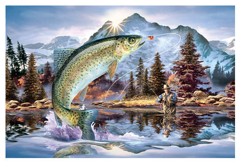 Fly Fishing "Rainbow Trout Action" Premium Art Poster Print - Eurographics Inc.