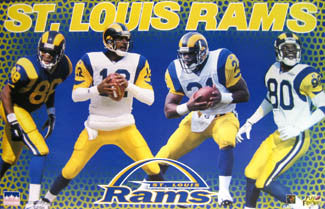 St. Louis Rams "Quad Action" Poster (Banks, Bruce, Kennison, Phillips) - Starline 1997