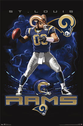 St. Louis Rams On Fire NFL Theme Art Poster - Costacos Sports