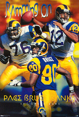 St. Louis Rams "Ramming On" (1998) Pace, Bruce, Banks Poster - Costacos Sports
