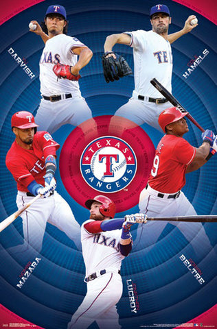 Texas Rangers Superstars 2017 Poster (Darvish, Hamels, Mazara, Lucroy, Beltre) - Trends International