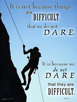 Rapelling Rock Climbing "Dare" Motivational Inspirational Poster - Jaguar Inc.