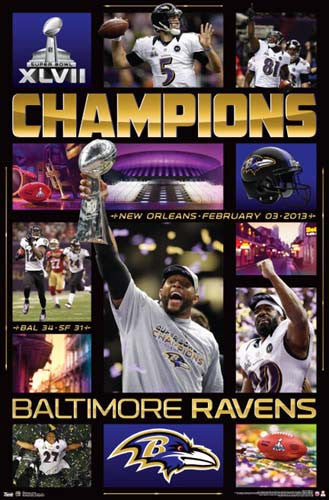 Baltimore Ravens Super Bowl XLVII "CELEBRATION" (2013) Poster - Costacos