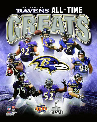 Baltimore Ravens Football All-Time Greats (8 Legends) Premium Poster Print - Photofile Inc.