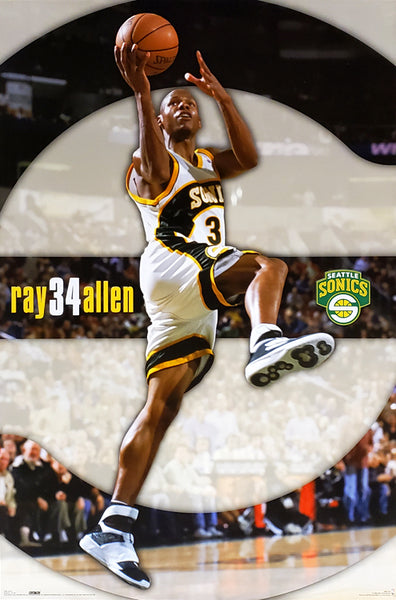 Ray Allen "Drive" Seattle Sonics NBA Action Poster - Costacos 2006