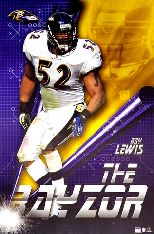 Ray Lewis "The Rayzor" Baltimore Ravens NFL Football Action Poster - Starline 2001