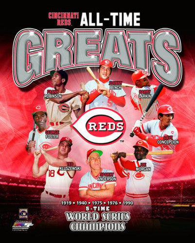 Cincinnati Reds Baseball All-Time Greats (8 Legends, 5 Championships) Premium Poster Print