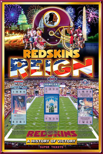 Washington Redskins "History of Victory" Three-Time Super Bowl Champions Poster - Action Images