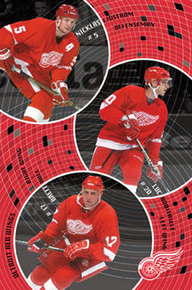 Detroit Red Wings "Hall Trio" (Lidstrom, Robitaille, Hull) Poster - Costacos 2001