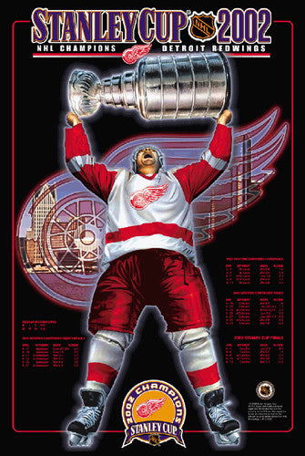 Detroit Red Wings 2002 Stanley Cup Champions 6-Player Commemorative Poster  - Costacos Sports