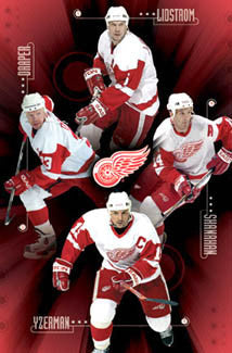 Detroit Red Wings "Big Four" Poster (Lidstrom, Yzerman, Shanahan, Draper) - Costacos Sports 2005
