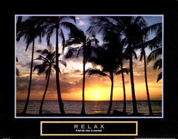 Beach at Sunset "Relax" Inspirational Poster - Front Line