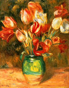 Tulips in a Vase (c.1895) by Pierre-Auguste Renoir 16x20 Poster Print