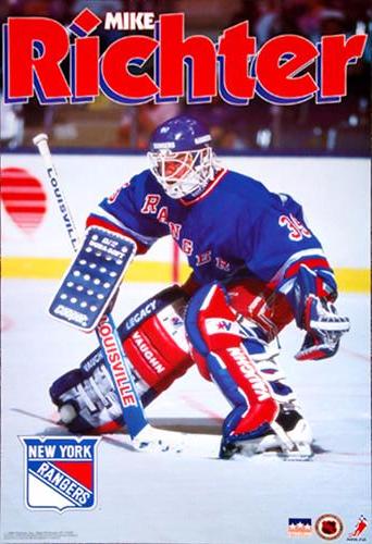 Mike Richter "Cage Mask" (1992) Classic New York Rangers Poster - Starline Inc.