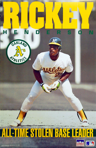 Rickey Henderson All-Time Stolen Base Leader Oakland A's Poster - Star –  Sports Poster Warehouse