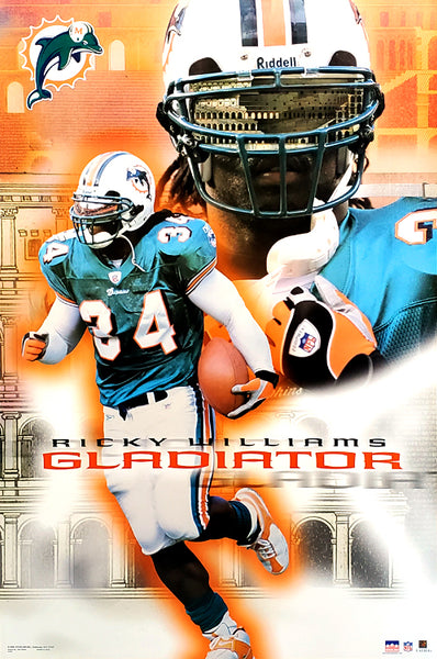 Ricky Williams "Gladiator" Miami Dolphins NFL Action Poster - Starline 2002