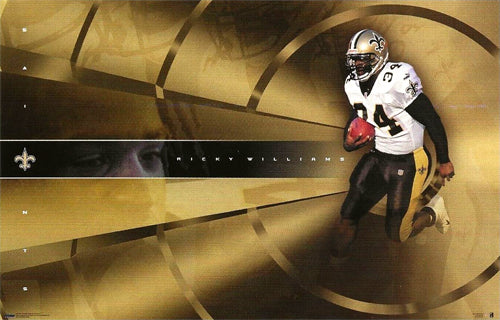 Ricky Williams "Breakthrough" New Orleans Saints NFL Action Poster - Costacos 2000