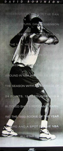 David Robinson "Rookie of the Year" San Antonio Spurs HUGE Door-Sized Poster - Nike 1990