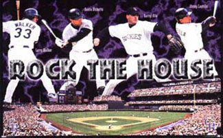 Colorado Rockies "Rock the House" (Walker, Bichette, Castilla, Kile) Poster - Costacos 1998