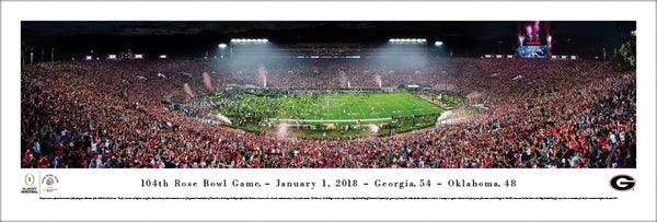 Georgia Bulldogs 2018 Rose Bowl Champions Panoramic Poster Print - Blakeway Worldwide