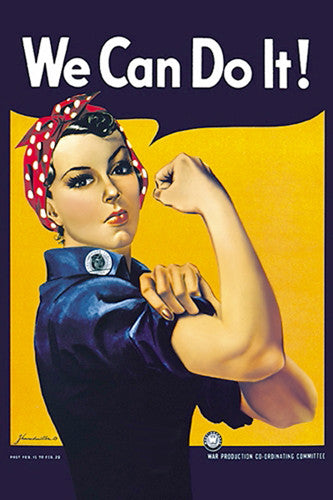 Rosie the Riveter "We Can Do It!" by J. Howard Miller WWII Vintage Poster Reprint (24"x36")
