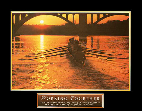 Rowing "Working Together" Inspirational Motivational Poster - Front Line