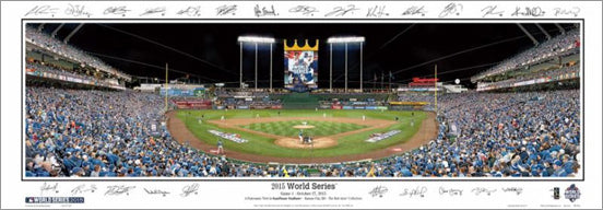Kansas City Royals 2015 World Series Kauffman Stadium Game 1 Panoramic Poster w/25 Facs. Sigs. (391A)