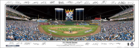 Kansas City Royals 2015 World Series Kauffman Stadium Game 1 Panoramic Poster w/25 Facs. Sigs. (391A)