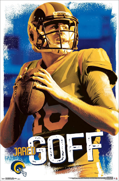 Jared Goff "Golden Star" Los Angeles Rams QB NFL Action Wall Poster - Trends International