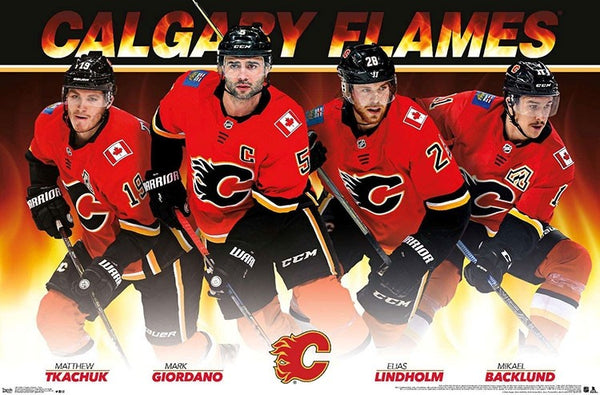 Calgary Flames "Power Four" Poster (Tkachuk, Giordano, Lindholm, Backlund) - Costacos 2020