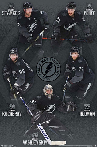 Tampa Bay Lightning "Five Stars" (Point, Hedman, Vasilevskiy, Kucherov, Stamkos) Poster - Trends International