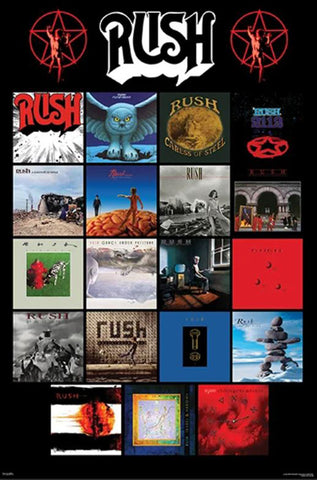 Rush Discography Classic Album Covers Progressive Rock Group Music Poster - Pyramid Posters